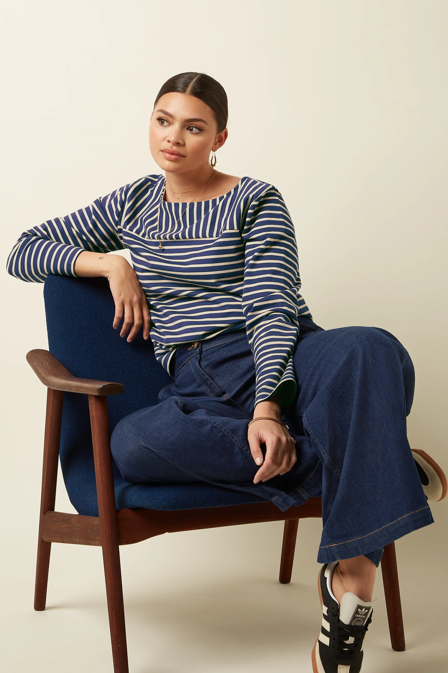 Boatneck Yoke Top Britney Stripe - Image 3