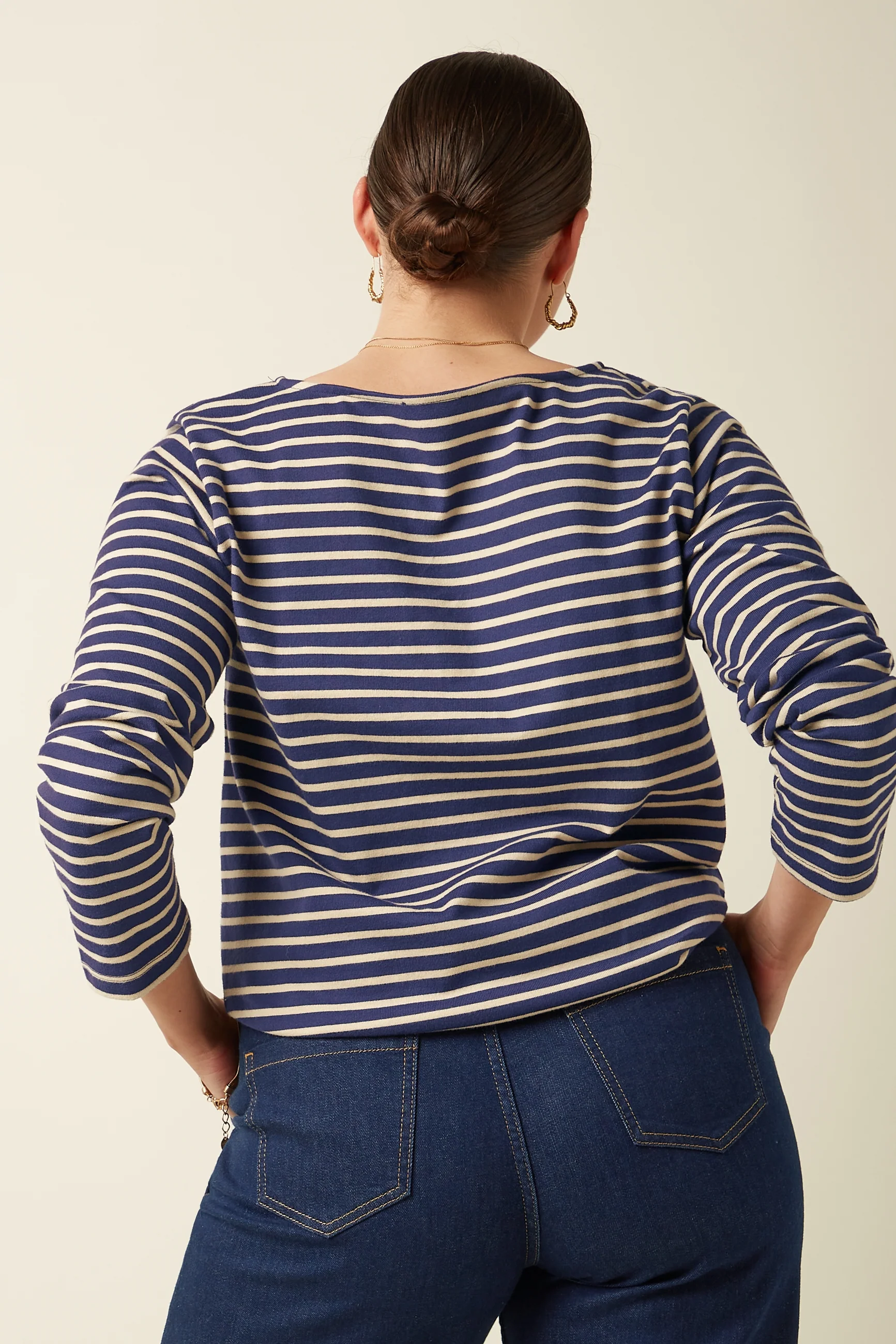 Boatneck Yoke Top Britney Stripe - Image 4